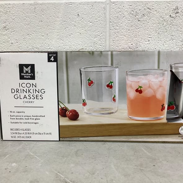 Member's Mark Icon Drinking Glasses, 4-Pack