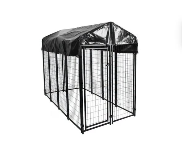 Pet Essentials 6 ft. H x 4 ft. W x 8 ft. L Welded Wire Black Painted Outdoor Dog Kennel