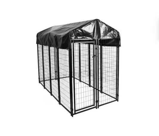 Pet Essentials 6 ft. H x 4 ft. W x 8 ft. L Welded Wire Black Painted Outdoor Dog Kennel
