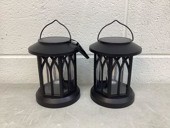6.2" Solar Powered Integrated LED Outdoor Lantern (Set of 2)