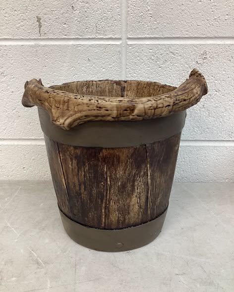 Mountain Mike’s - Rustic Well Bucket Waste Basket with Replicated Deer Antler Handle - Bathroom Trash Can