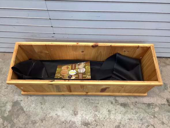 Costway 1 PCS Wood Raised Garden Bed with Drainage Holes & Liner for Flowers Vegetables Herbs