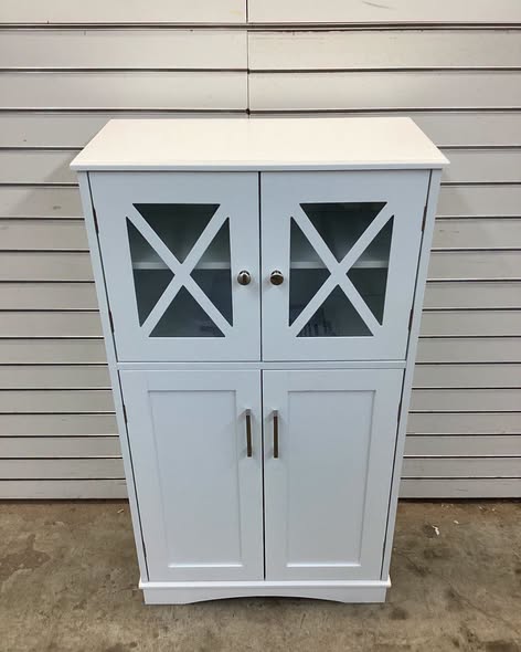 Costway 23.5 in. W x 12 in. D x 42.5 in. H White Bathroom Storage Linen Cabinet with Doors and Adjustable Shelves
