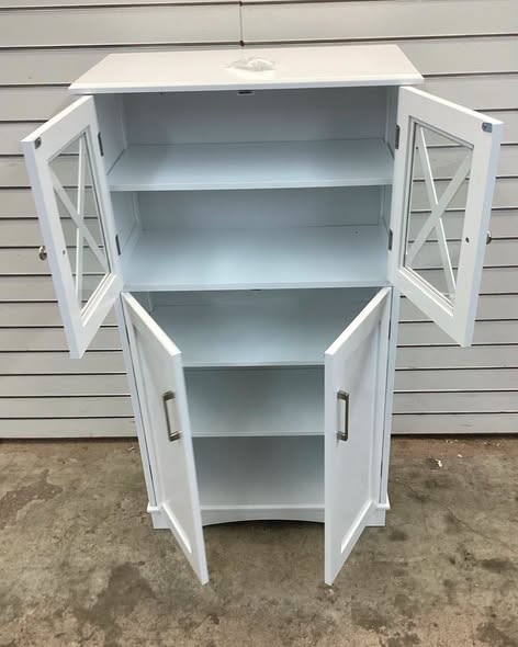 Costway 23.5 in. W x 12 in. D x 42.5 in. H White Bathroom Storage Linen Cabinet with Doors and Adjustable Shelves