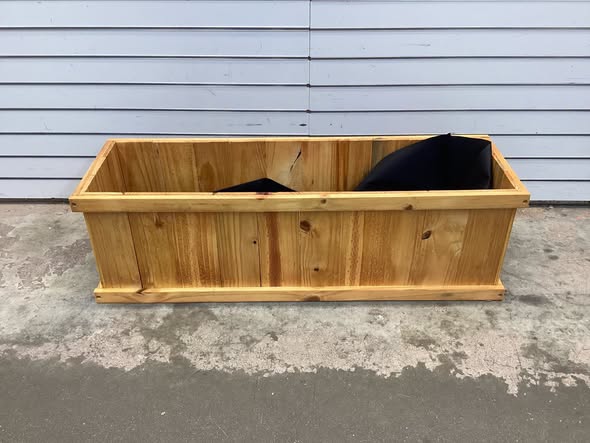Costway 1 PCS Wood Raised Garden Bed with Drainage Holes & Liner for Flowers Vegetables Herbs
