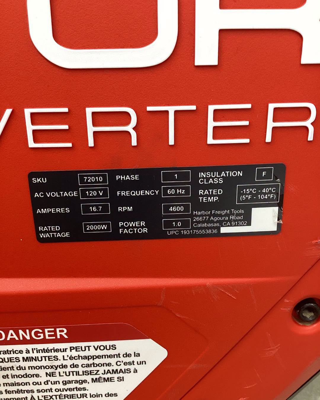 PREDATOR 2500 Watt SUPER QUIET Inverter Generator -  Lightly used