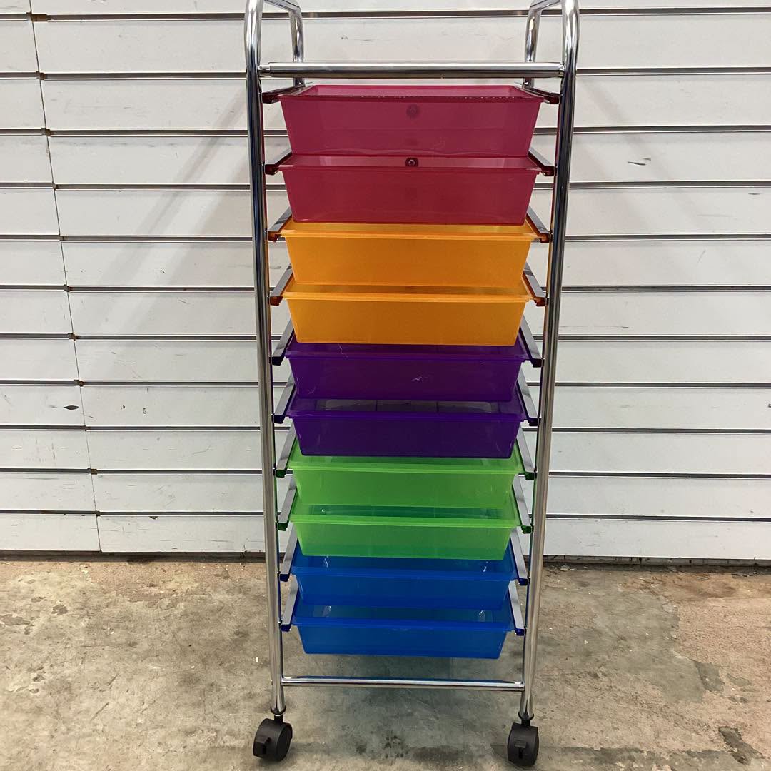 10 Drawer Rolling Storage Cart Organizer with 4 Universal Casters