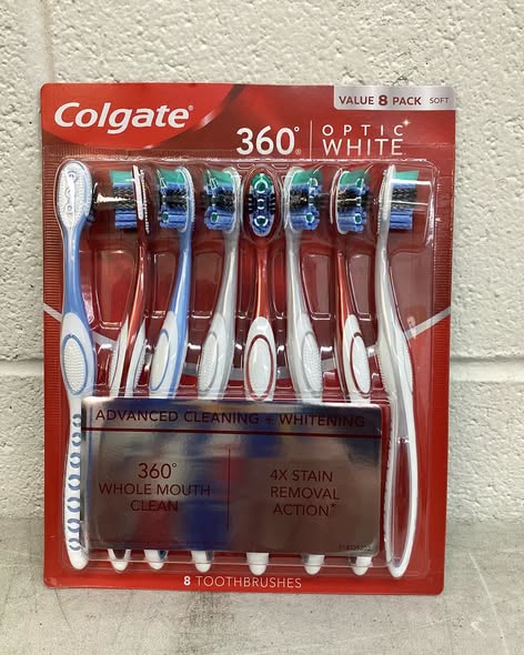 Colgate Optic White 360 Soft Manual Toothbrush, 8 ct