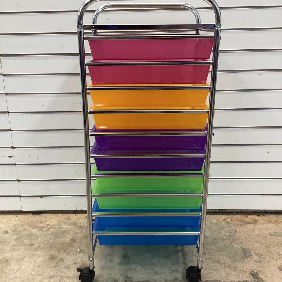 10 Drawer Rolling Storage Cart Organizer with 4 Universal Casters