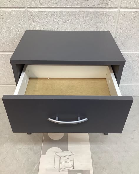 Dark Gray 1-Drawer 15 in. Modern Nightstand Bedside Table with Drawer Open Storage Shelf for Small Spaces.
