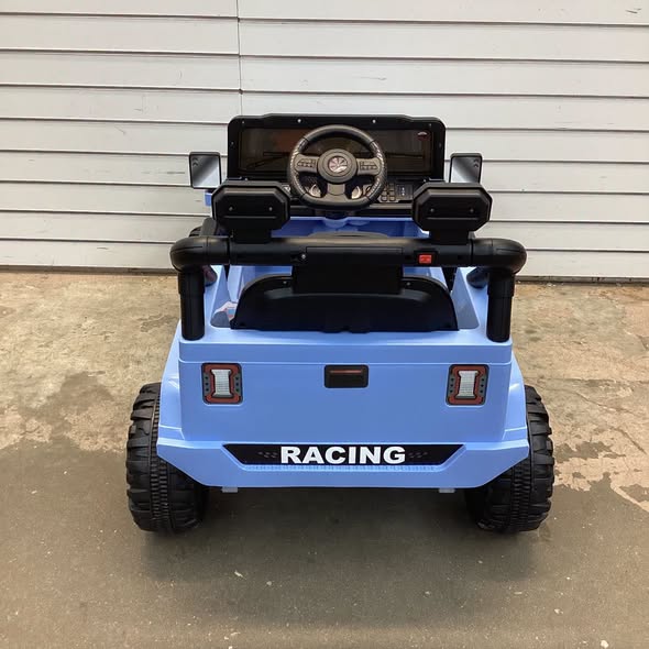 Costway 12V Kids Ride on Truck Car with Remote Control Threaded Wheels 3 Speeds LED Lights Blue