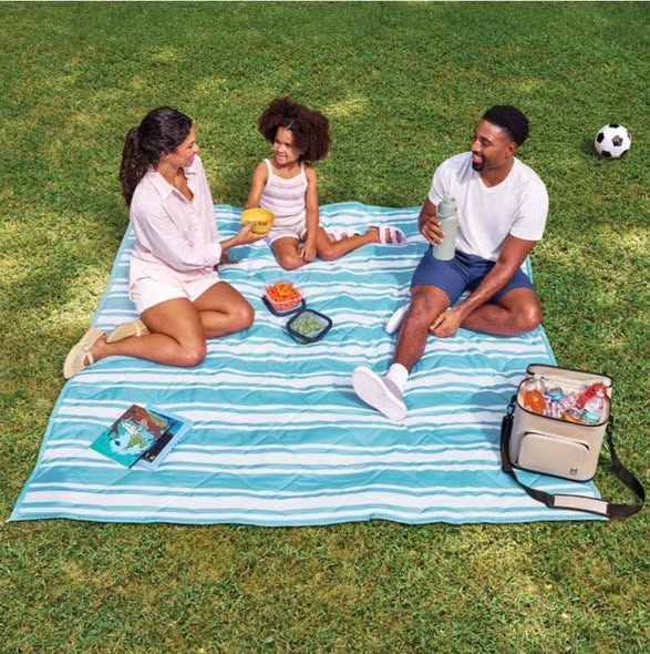 Member's Mark 80"x80" Outdoor Blanket Blue Stripe