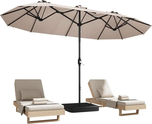 Costway 15FT Patio Double-Sided Umbrella Crank Outdoor Garden Market Sun Shade Beige