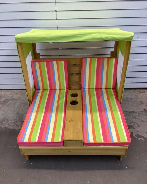 Costway Kids Patio Lounge Chair with Cup Holders and Awning