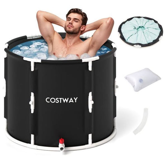 Costway 66 Gal Foldable Ice Bath Tub with Lid Adult