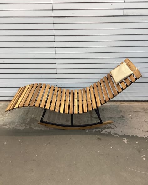 Costway Patio Rocking Chaise Lounge Acacia Wood Rocking Sun Lounger