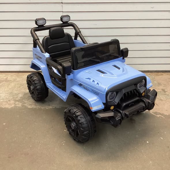 Costway 12V Kids Ride on Truck Car with Remote Control Threaded Wheels 3 Speeds LED Lights Blue
