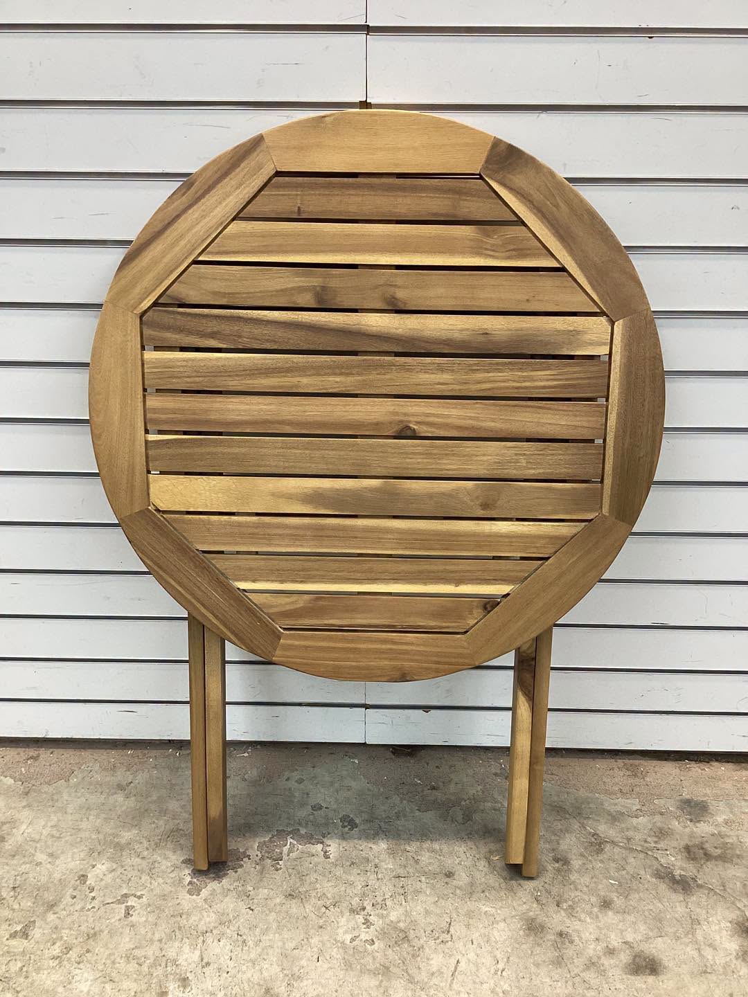 Patio Teak Wood Dining Table with Slatted Tabletop and Sturdy X-Shaped Frame