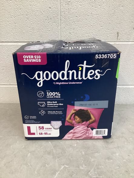 Goodnites Nighttime Bedwetting Underwear for Girls Size L 58ct.