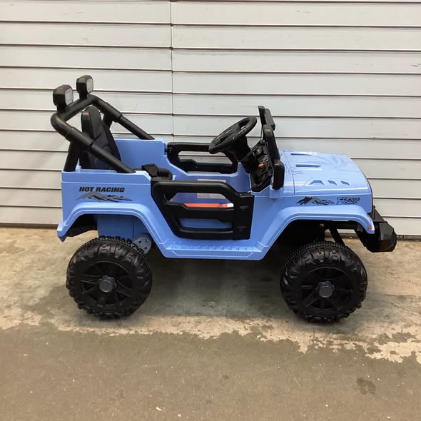 Costway 12V Kids Ride on Truck Car with Remote Control Threaded Wheels 3 Speeds LED Lights Blue