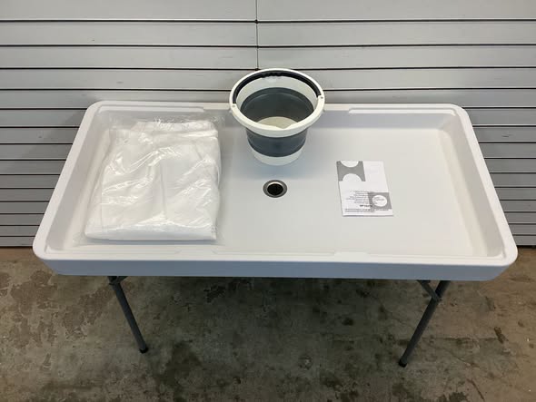 4 Feet Plastic Party Ice Folding Table with Matching Skirt and Ice Bucket