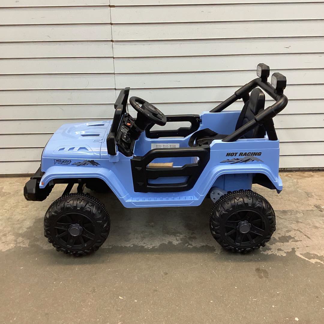 Costway 12V Kids Ride on Truck Car with Remote Control Threaded Wheels 3 Speeds LED Lights Blue