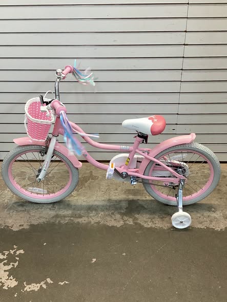 18” Inch Kids Bike Adjustable with Basket and Streamers Pink - Princess of the Sea Theme
