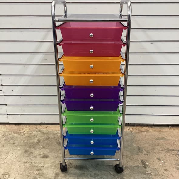 10 Drawer Rolling Storage Cart Organizer with 4 Universal Casters