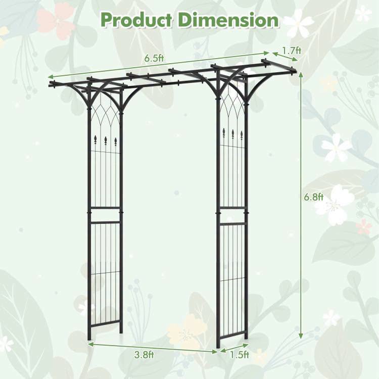 6.8 ft. Garden Arbor with Trellises for Climbing Plants, Vines and Roses for Outdoor Decor