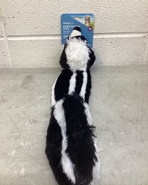 Vibrant Life Stuffing Free Skunk Dog Toy with Squeaky Ball, 20 inches.
