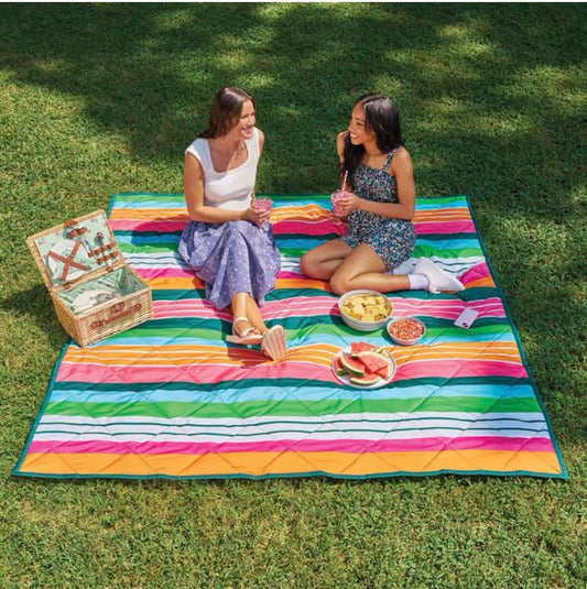 Member's Mark 80"x80" Outdoor Blanket Rainbow Stripe