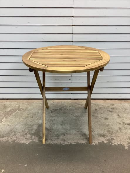 Patio Teak Wood Dining Table with Slatted Tabletop and Sturdy X-Shaped Frame