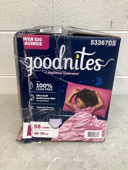 Goodnites Nighttime Bedwetting Underwear for Girls Size L 58ct.