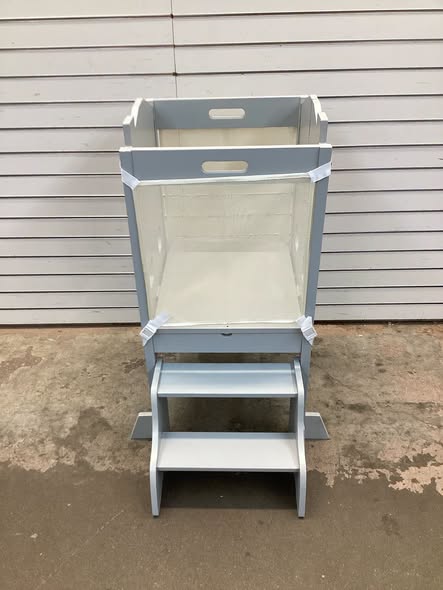 HONEY JOY Foldable Toddler Tower, Wooden Kitchen Stool Helper with 2 Step Stool
