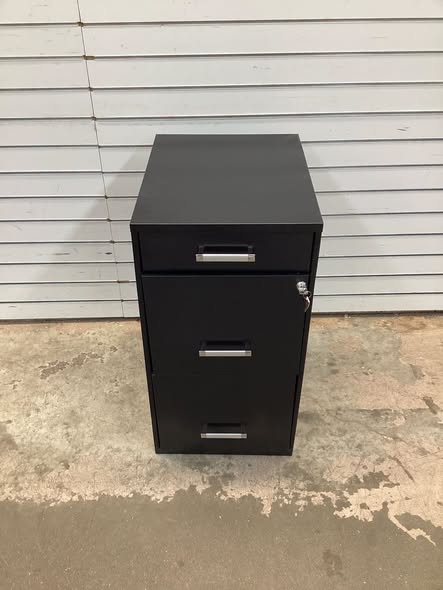 Space Solutions Black 3 Drawer File Cabinet with Keys