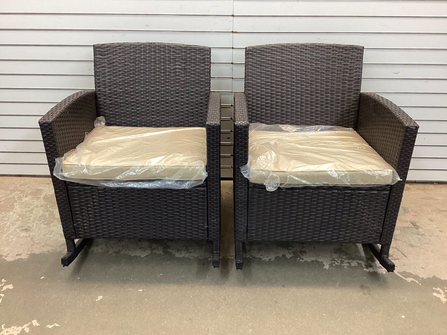 Gymax 4 Piece Outdoor Rocking Set with Footrests