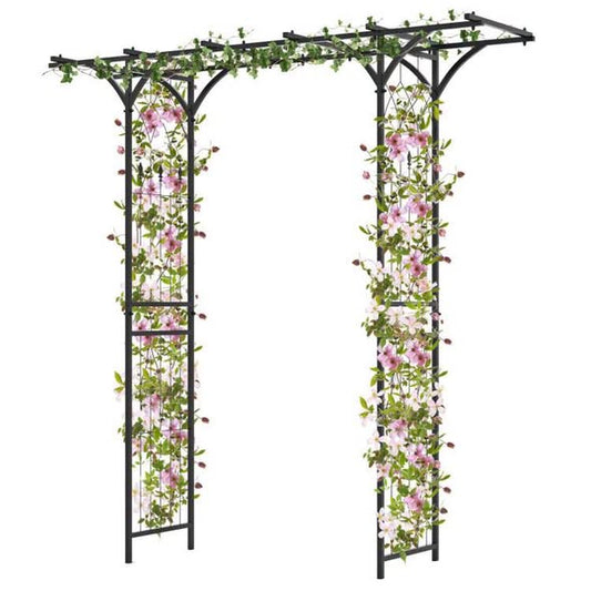 6.8 ft. Garden Arbor with Trellises for Climbing Plants, Vines and Roses for Outdoor Decor