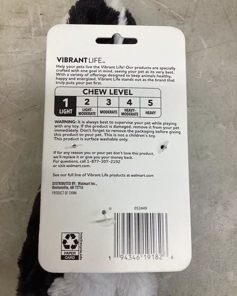 Vibrant Life Stuffing Free Skunk Dog Toy with Squeaky Ball, 20 inches.