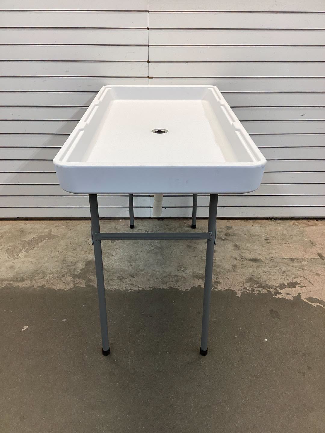 4 Feet Plastic Party Ice Folding Table with Matching Skirt and Ice Bucket