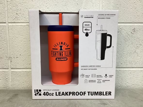 Logo Brands Illinois Fighting Illini Stainless Steel Leakproof Tumbler