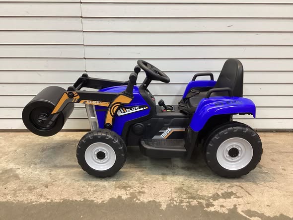 Costway Kids Ride On Roller 12V Electric Tractor Remote w/ Music & LED Light Blue