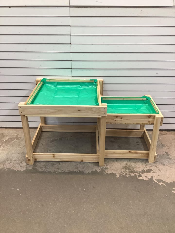 Wooden Sand and Water Tables with Protective Cover for Kids