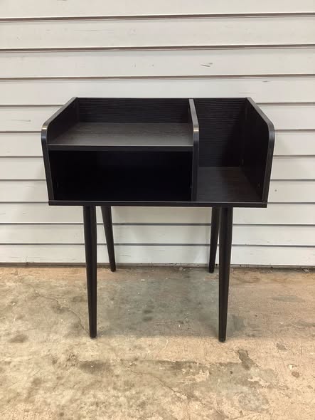 Costway Mid Century Modern End Table with Open Shelves Metal Support Legs