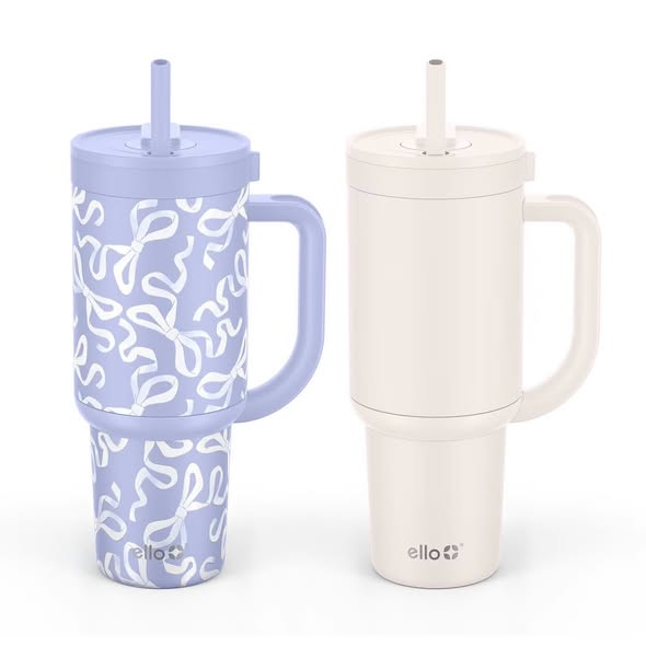 Ello Oasis 30oz Stainless Steel Tumbler with Handle, 100% Leakproof, 2-Pack