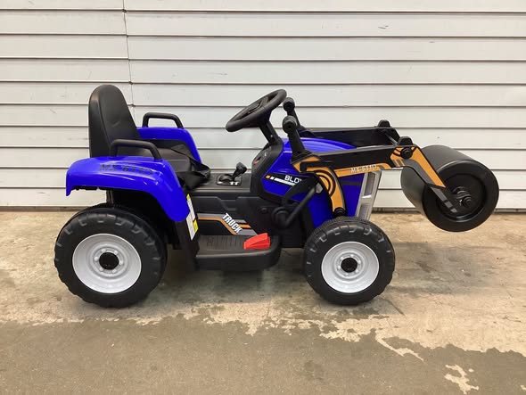 Costway Kids Ride On Roller 12V Electric Tractor Remote w/ Music & LED Light Blue