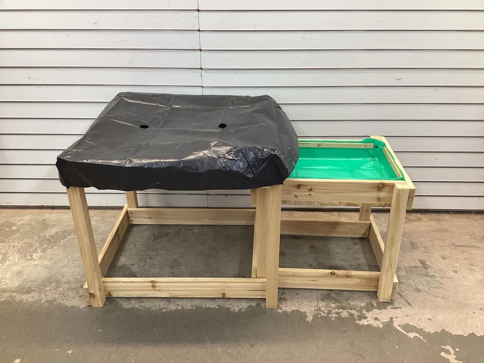 Wooden Sand and Water Tables with Protective Cover for Kids