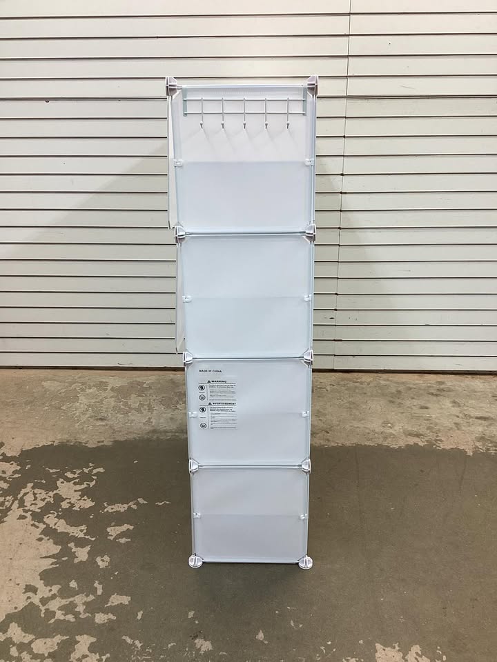 Costway - Portable Shoe Rack Organizer 12-Cube 48 Pair Shoe Shelf Storage Cabinet with Hook - White