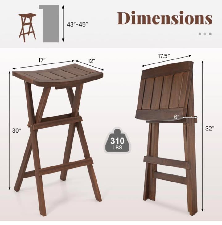 Bar Stools Set of 2 with Saddle Seat and Footrest for Kitchen Island and Balcony