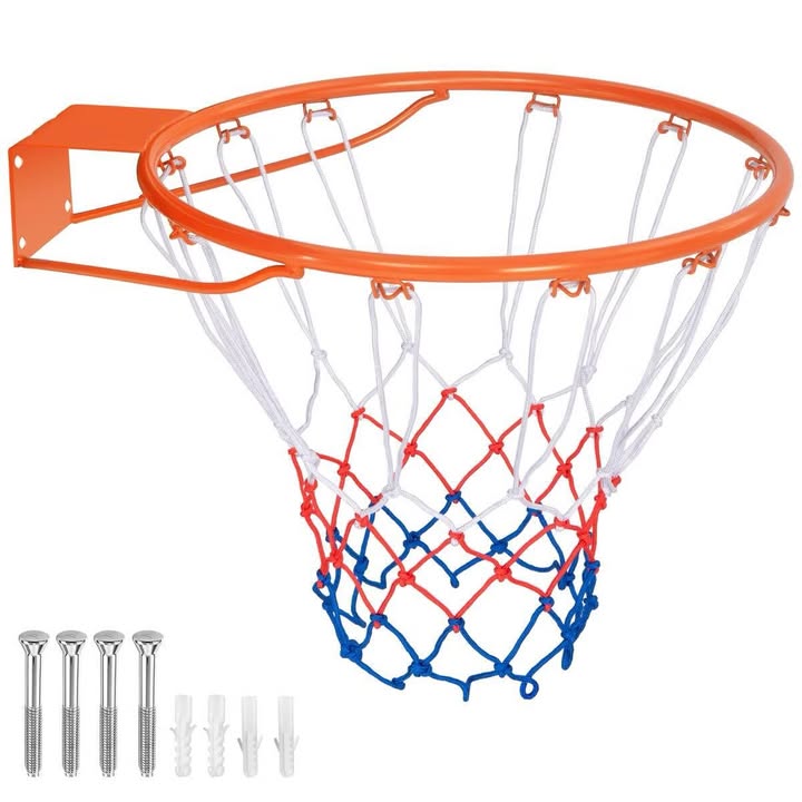 Costway 15'' Basketball Rim Wall Door Mounted Basketball Hoop with All Weather Net