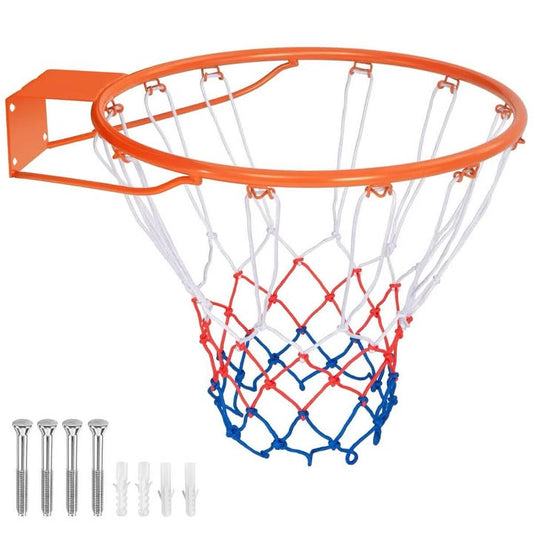 Costway 15'' Basketball Rim Wall Door Mounted Basketball Hoop with All Weather Net